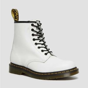 Dr. Martens 1460 White Smooth Leather Lace Up Ankle Boots Combat